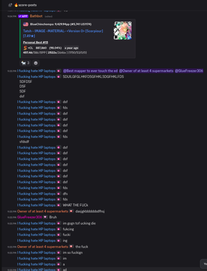 My reaction to choking image material with no mod on discord. I spammed a lot of random letters and freaked the fuck out